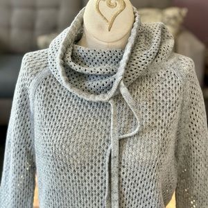 Prana Gray Cowl Neck Sweater Semi-sheer Medium